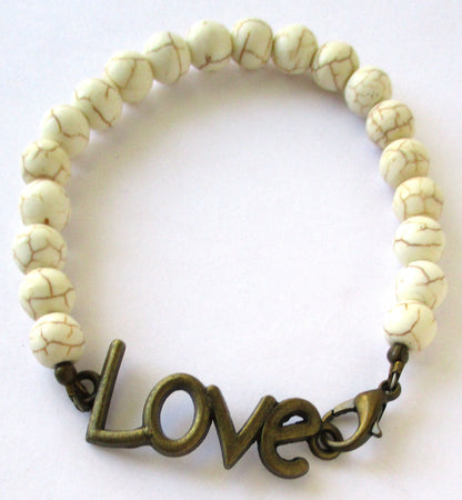 White Howlite Love Bracelet